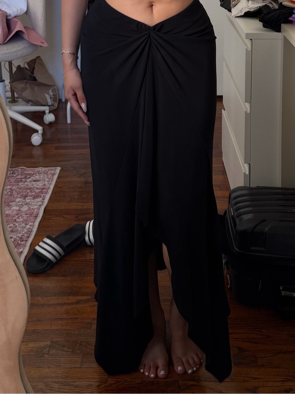 Zara Draped Knot-Front Midi Skirt